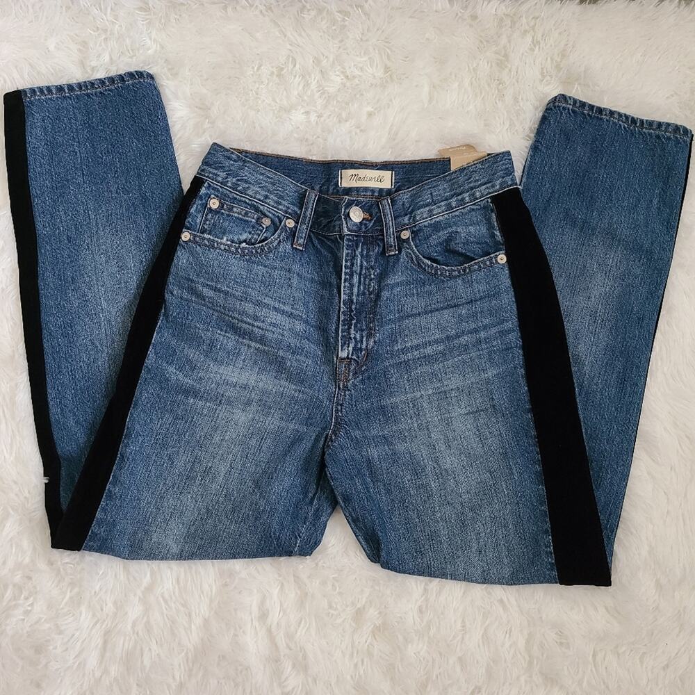 NWT Madewell The Perfect Vintage Jean Velvet Stripe Straight Leg Jeans 26